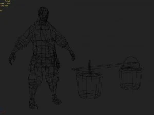 low poly 3d characters-fruit stall 3D Model