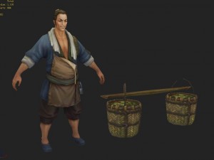 low poly 3d characters-fruit stall 3D Model