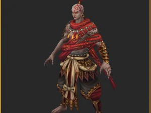 low poly 3d characters - red babe 3D Model