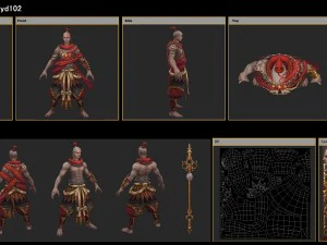 low poly 3d characters - red babe 3D Model