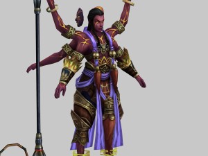 low poly 3d characters-three heads six arms 3D मॉडल