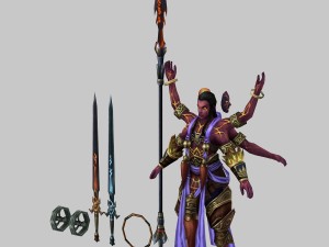 low poly 3d characters-three heads six arms 3D मॉडल