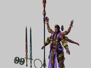 low poly 3d characters-three heads six arms 3D Model