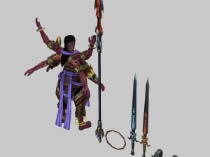 low poly 3d characters-three heads six arms 3D Model