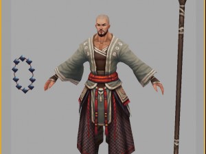 low poly 3d characters - shaolin temple sticks 3D Model