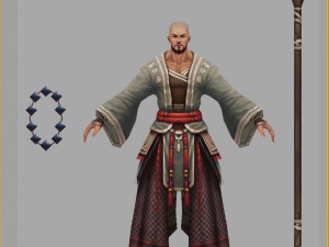 low poly 3d characters - shaolin temple sticks 3D Model