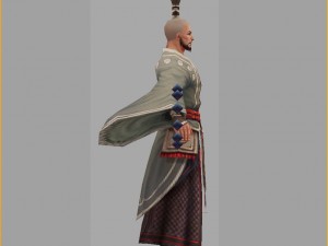 low poly 3d characters - shaolin temple sticks 3D Model