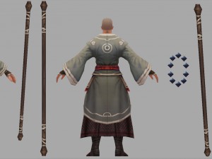 low poly 3d characters - shaolin temple sticks 3D Model