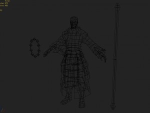 low poly 3d characters - shaolin temple sticks 3D Model