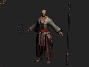 low poly 3d characters - shaolin temple sticks 3D Model