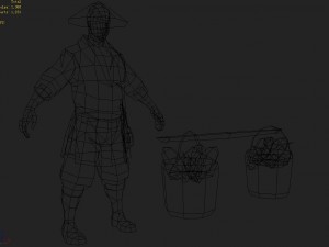 low poly 3d characters - vegetable stall 3D-Modell