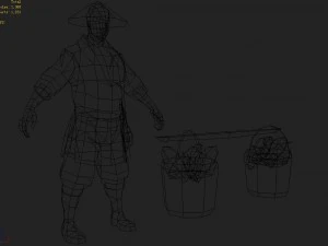 low poly 3d characters - vegetable stall 3D Model