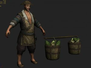 low poly 3d characters - vegetable stall 3D Model