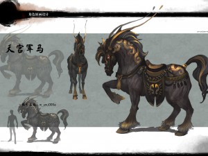 low poly 3d characters- tiangong military horse 02 Modèle 3D