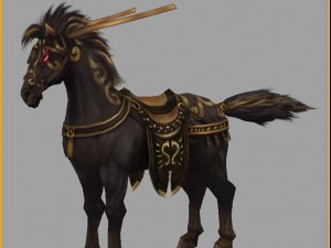 low poly 3d characters- tiangong military horse 02 Modèle 3D