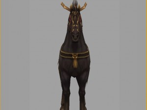 low poly 3d characters- tiangong military horse 02 Modèle 3D