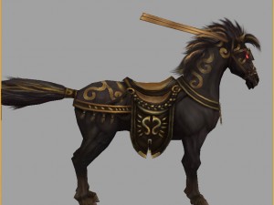 low poly 3d characters- tiangong military horse 02 Modèle 3D