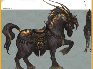 low poly 3d characters- tiangong military horse 02 Modèle 3D