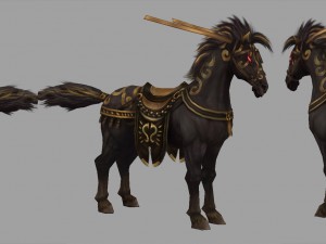 low poly 3d characters- tiangong military horse 02 Modèle 3D
