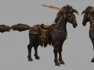low poly 3d characters- tiangong military horse 02 3D Model