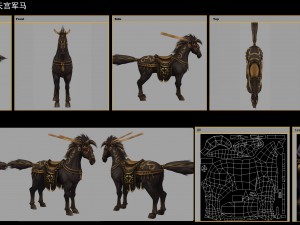 low poly 3d characters- tiangong military horse 02 Modèle 3D