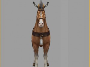 low poly 3d characters- tiangong military horse 02 Model 3D