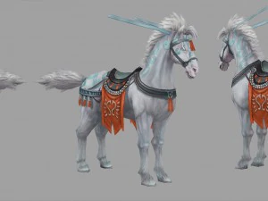 low poly 3d characters- tiangong military horse 04 3D Model