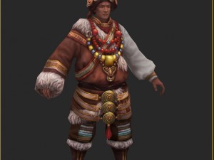 low poly 3d characters-tibetan ambassador Modelo 3D