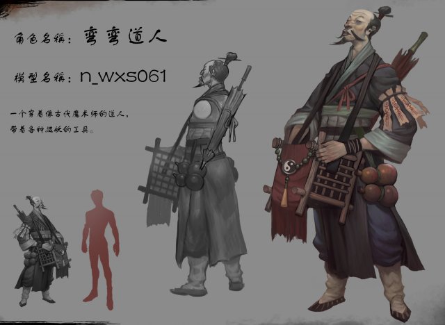 low poly 3d characters-bend taoist 3D Model .c4d .max .obj .3ds .fbx .stl .blend 
