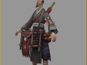 low poly 3d characters-bend taoist 3D Model
