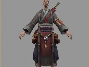low poly 3d characters-bend taoist 3D Model