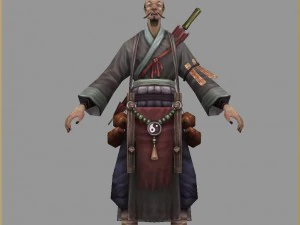 low poly 3d characters-bend taoist 3D Model