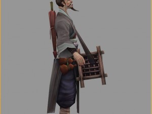 low poly 3d characters-bend taoist 3D Model