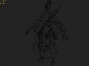 low poly 3d characters-bend taoist 3D Model
