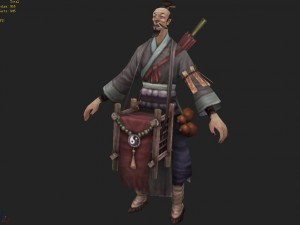 low poly 3d characters-bend taoist 3D Model
