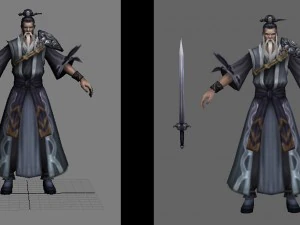 low poly 3d characters - xuanfa taoist 3D Model