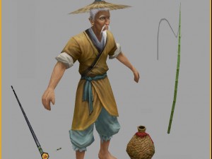 low poly 3d characters-fishmonger Modelo 3D