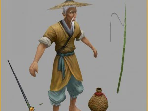 low poly 3d characters-fishmonger 3D Model