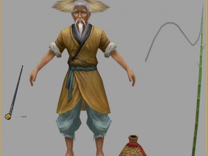 low poly 3d characters-fishmonger Modelo 3D