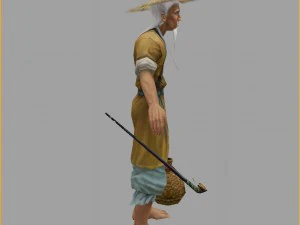 low poly 3d characters-fishmonger 3D Model