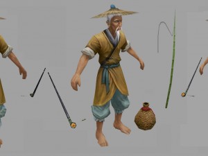 low poly 3d characters-fishmonger Modelo 3D