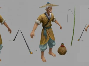 low poly 3d characters-fishmonger 3D Model