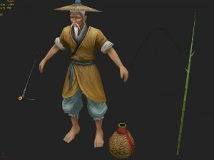low poly 3d characters-fishmonger 3D Model
