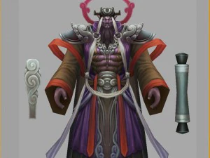low poly 3d characters- value day gong cao 3D Model