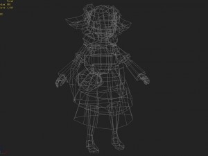 low poly 3d women - little girl in red dress 3D Model