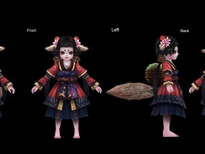 low poly 3d women - little girl in red dress 3D Model