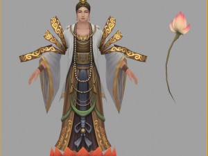 low poly 3d women - ling ji buddha 3D Model