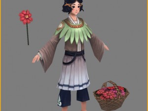 low poly 3d women - flower girl 3D Model