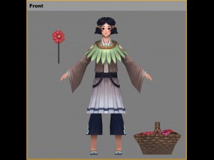 low poly 3d women - flower girl 3D Model
