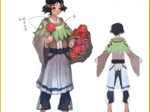 low poly 3d women - flower girl 3D Model